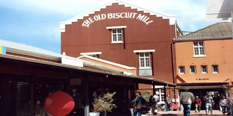 Outdoor seating at The Old Biscuit Mill café