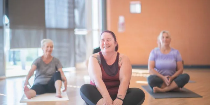 Group enjoying laughing yoga