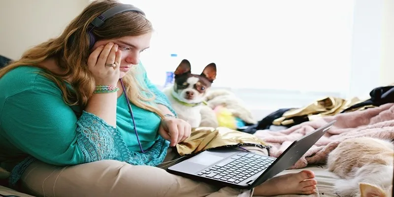 Image of a person managing finances on a laptop