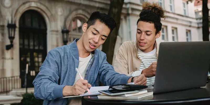 Student working part-time in a
library